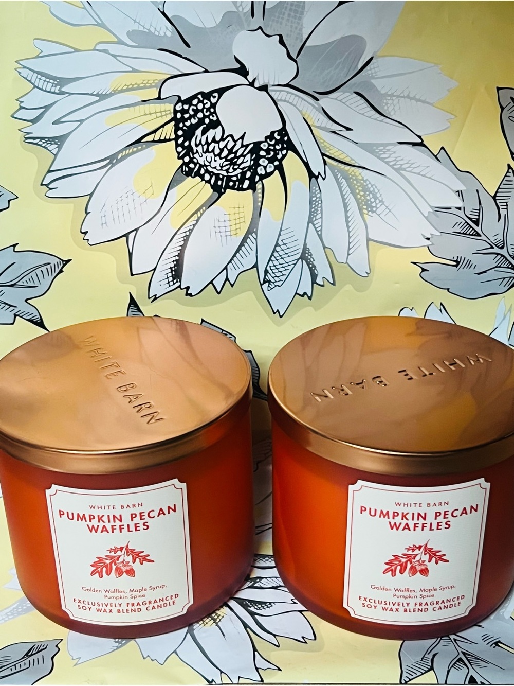 2 Bath & Body Works Pumpkin Pecan Waffles 3 Wick Scented Candle 14.5 oz